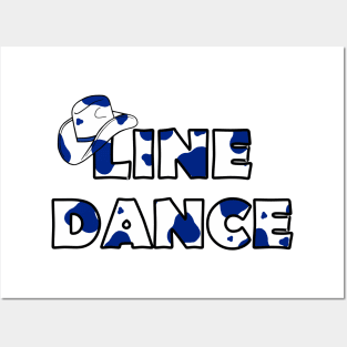 COUNTRY Line Dance Blue Cow Spots Posters and Art